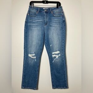TNR Jeans Women’s 29 Straight Leg High Waist Light‎ Wash Casual Distressed
